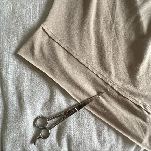 Logo Lounge Dress Womens XS Beige Asymmetrical Hem Pockets Soft Lagenlook Flowy - Picture 12 of 13